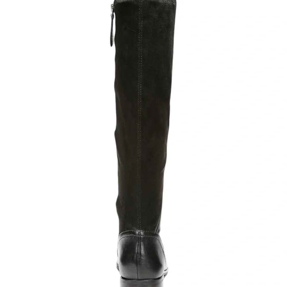 NIB Franco Sarto Women's L-Maleni Black Leather and Fabric Stretch Boot -Size 7M